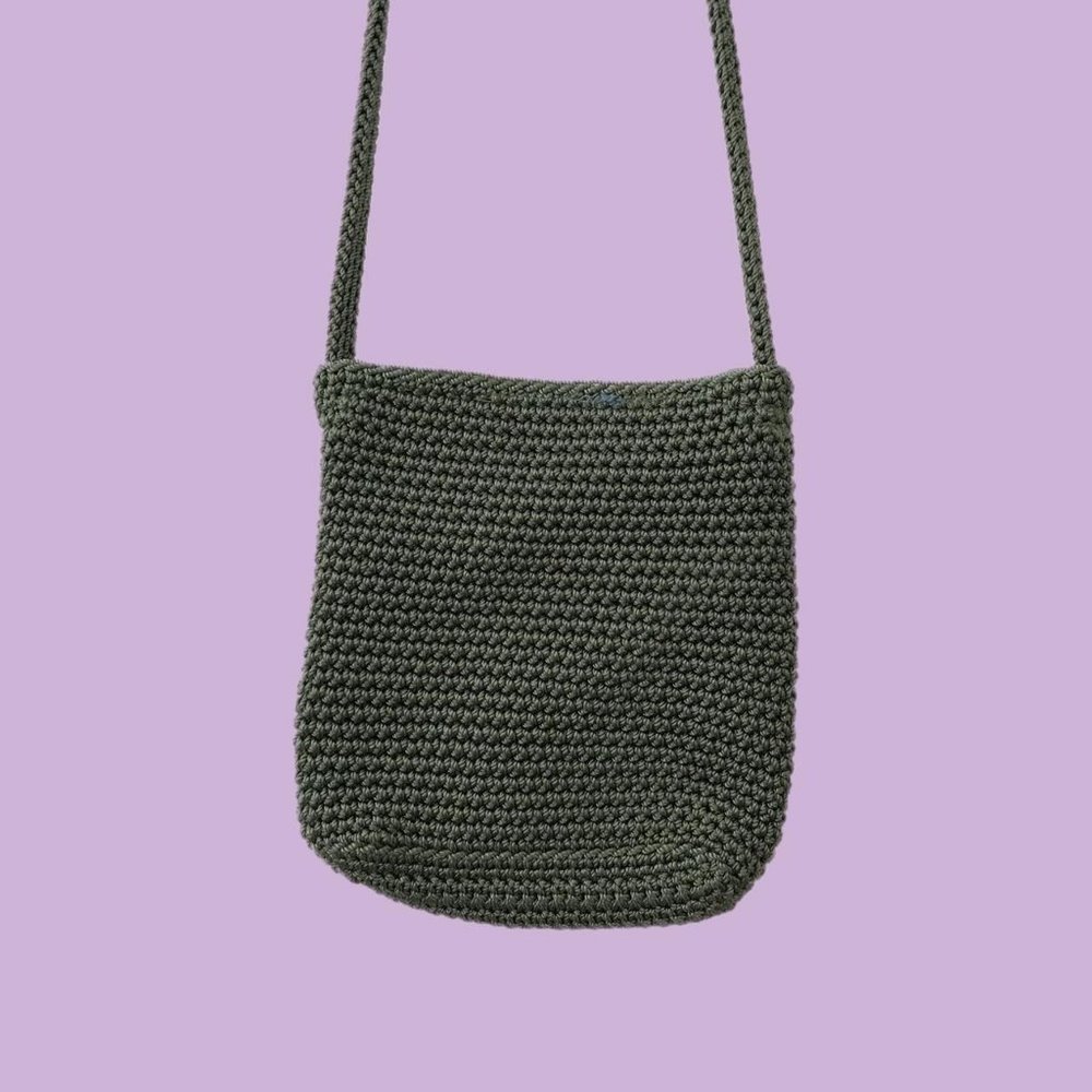 Vintage 90s green knit crossbody bag purse